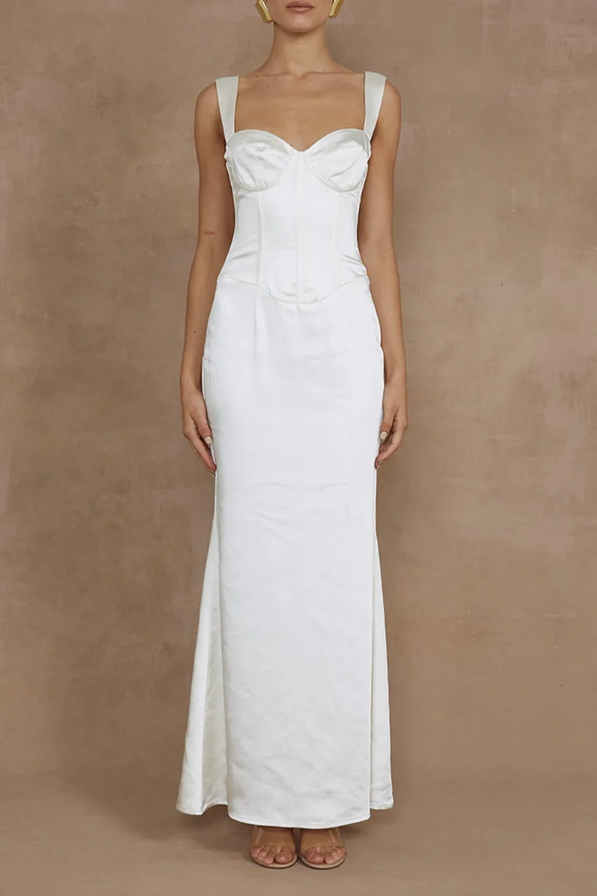 Sweetheart Neck Satin Finish Maxi Dress