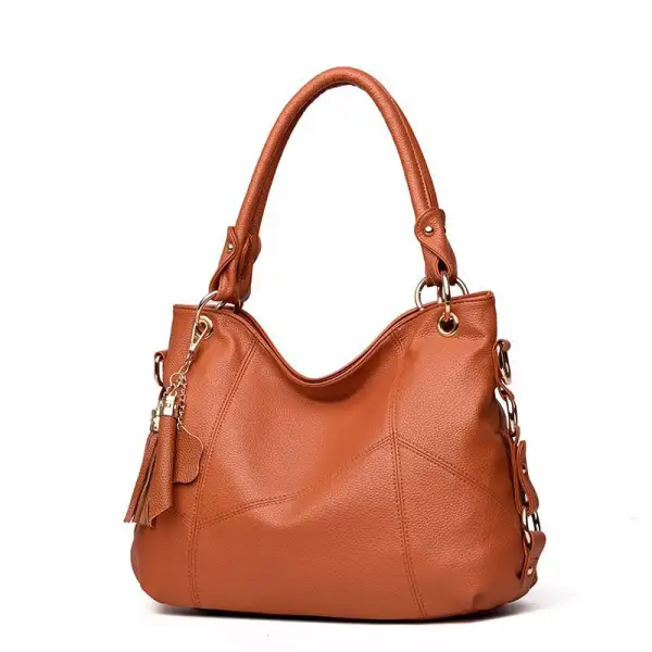 Roomy Textured Tassel Tote Bag
