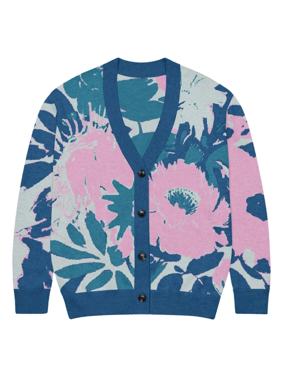 Art Floral V-Neck Cardigan