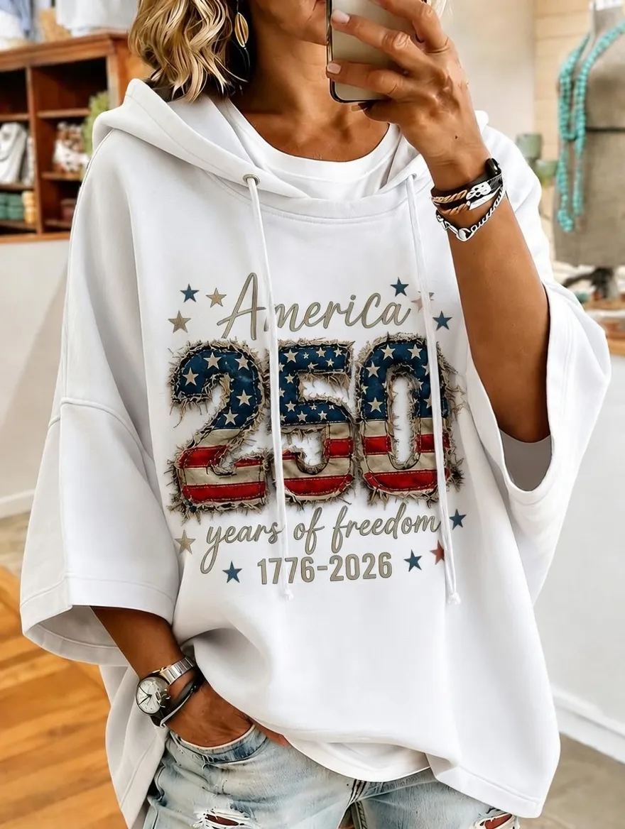 Women's America 250 Years of Freedom 1776-2026 Short Sleeve Hoodie