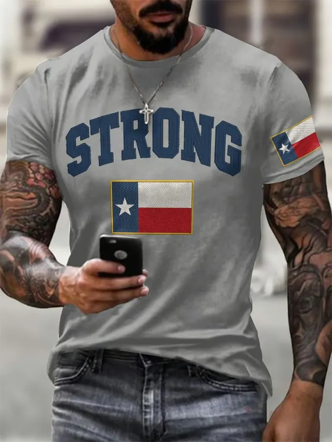 Men's Retro Pray For Texas Texas Strong Print T-Shirt