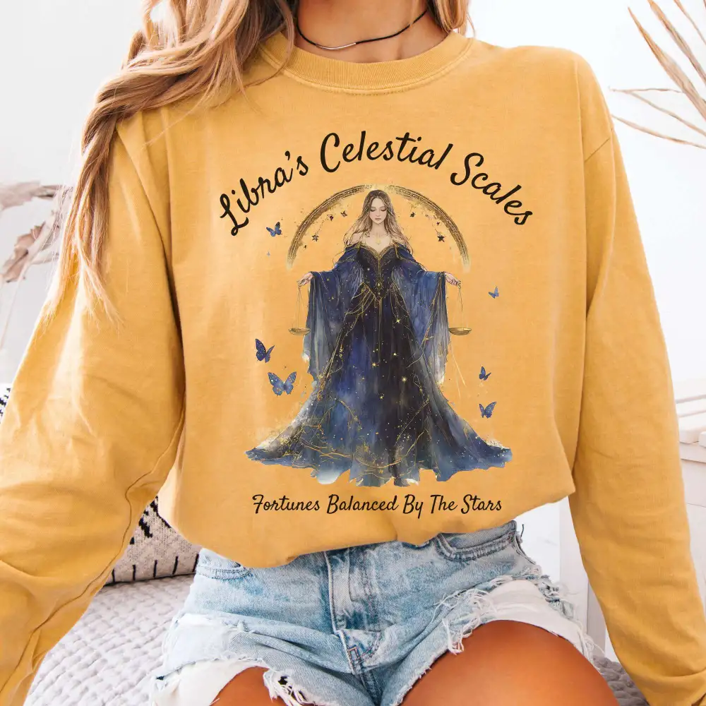 Libra's Celestial Scales Zodiac Long Sleeve Shirt