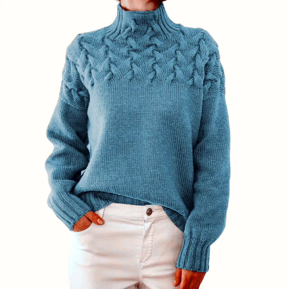 Textured Turtleneck Knit Sweater