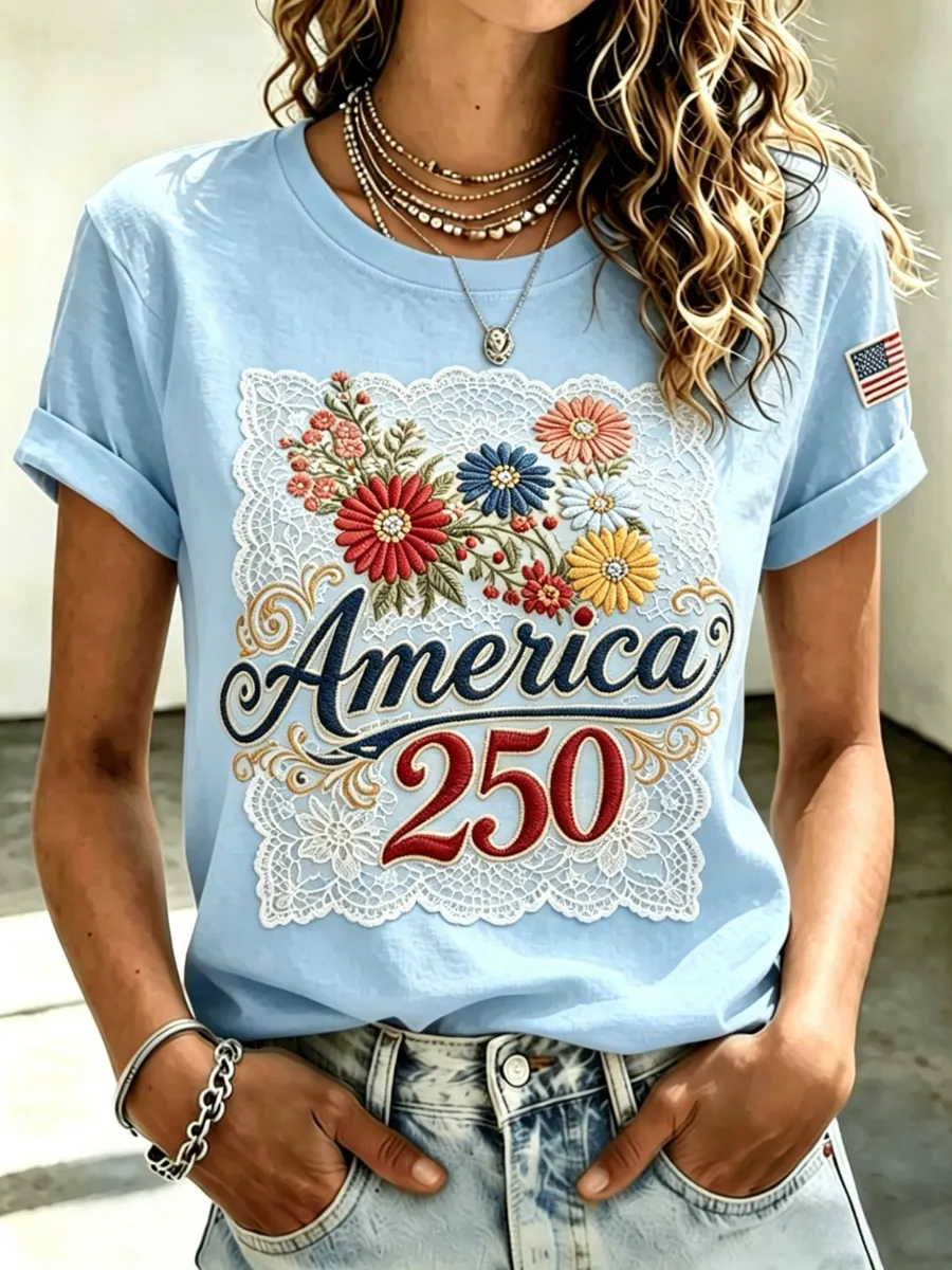 Women's USA 1776-2026 Print Casual T-Shirt
