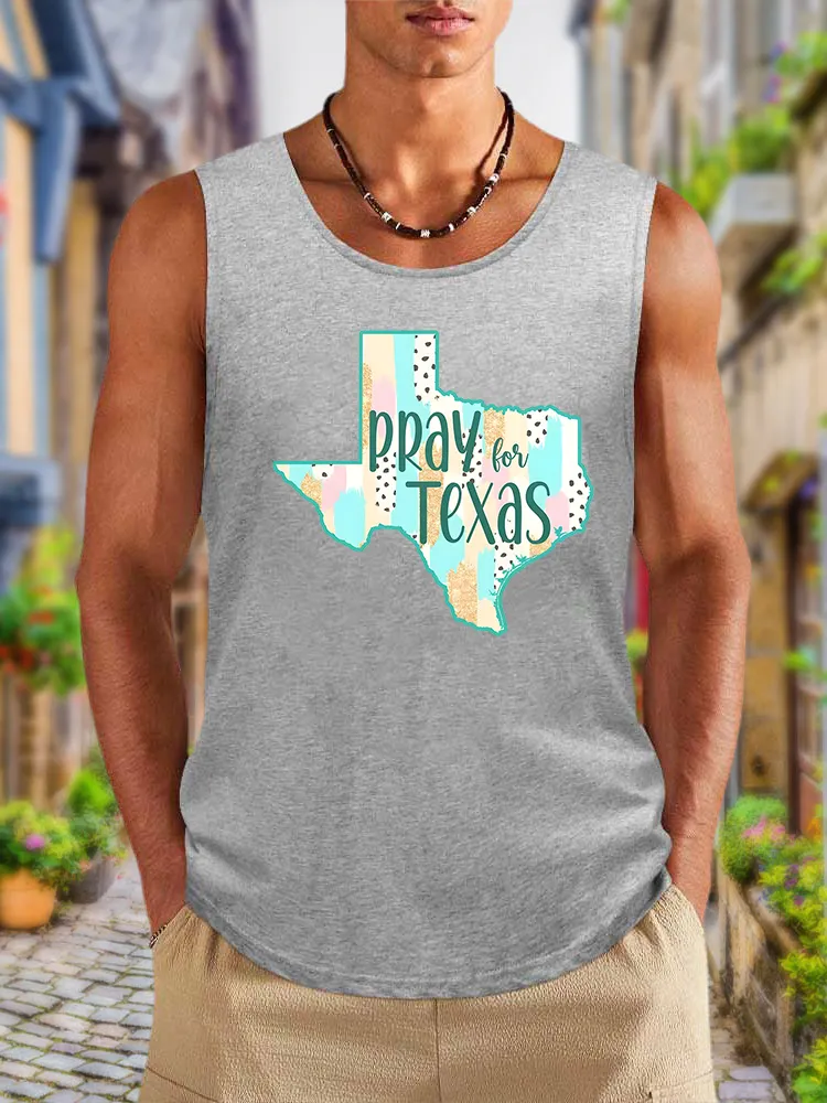 Men'S Simple Style PRAY TEXAS Soft And Comfortable Crew Neck Vest
