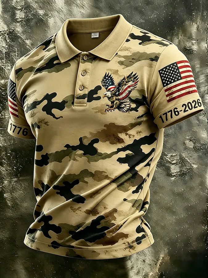 Men'S Independence Day Print Casual Polo Shirt