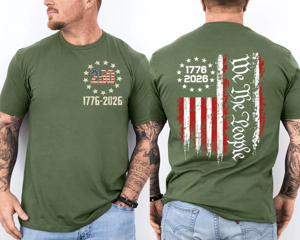 Men'S Casual American 1776-2026 Anniversary Printed Short Sleeved T-Shirt