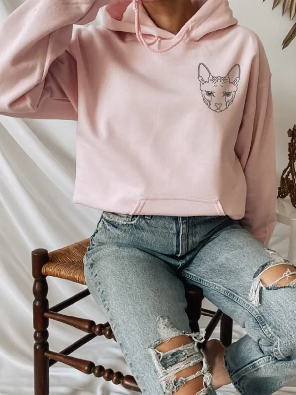 Line Art Cat Hoodie
