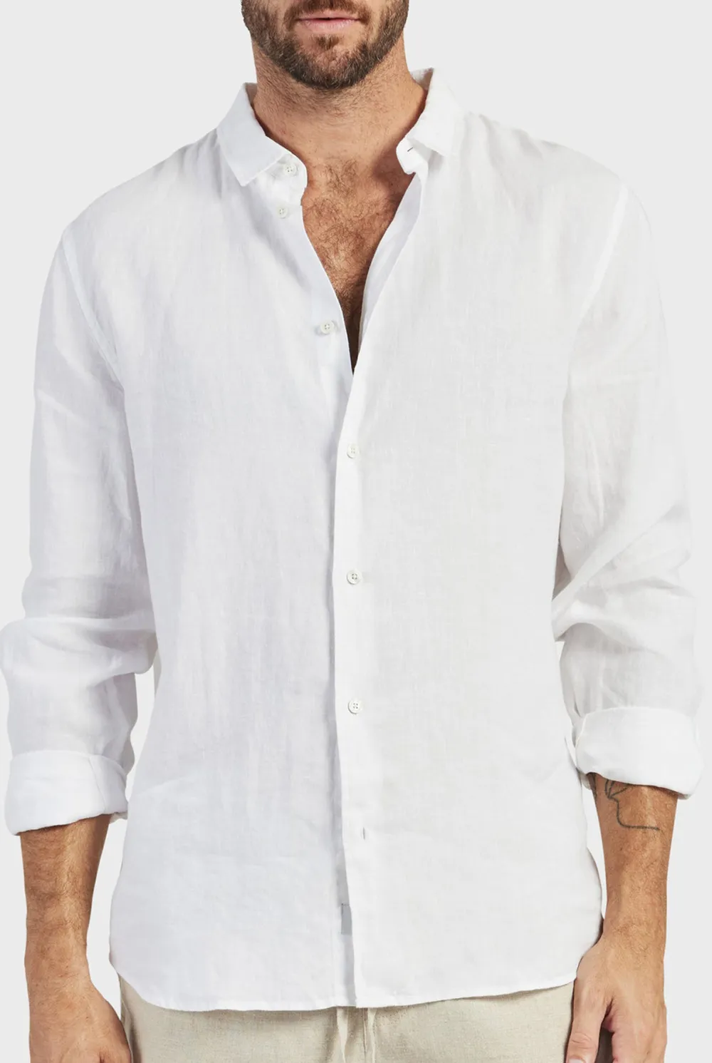 Plain Navy Linen Shirt