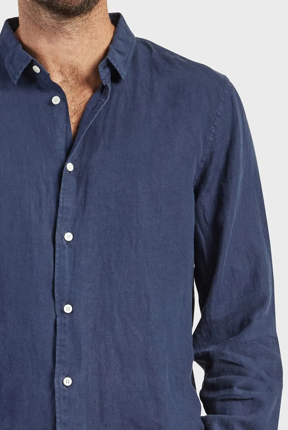 Plain Navy Linen Shirt