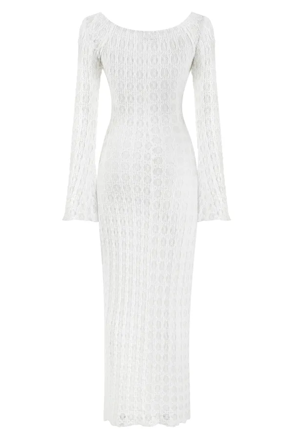 Long Sleeve Maxi Dress-White