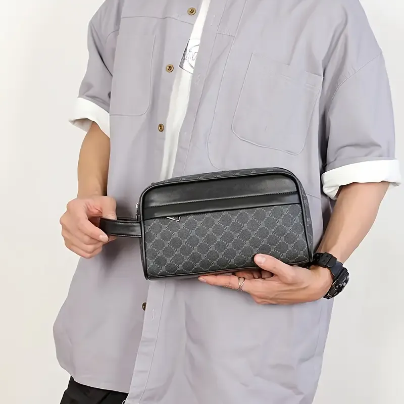 Black Business Tote Bag Large Capacity PU Fabric