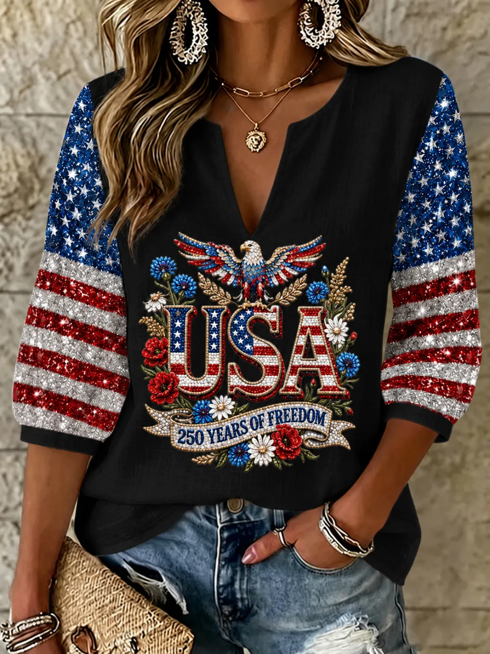 Women's 250th Anniversary Printed Casual Top