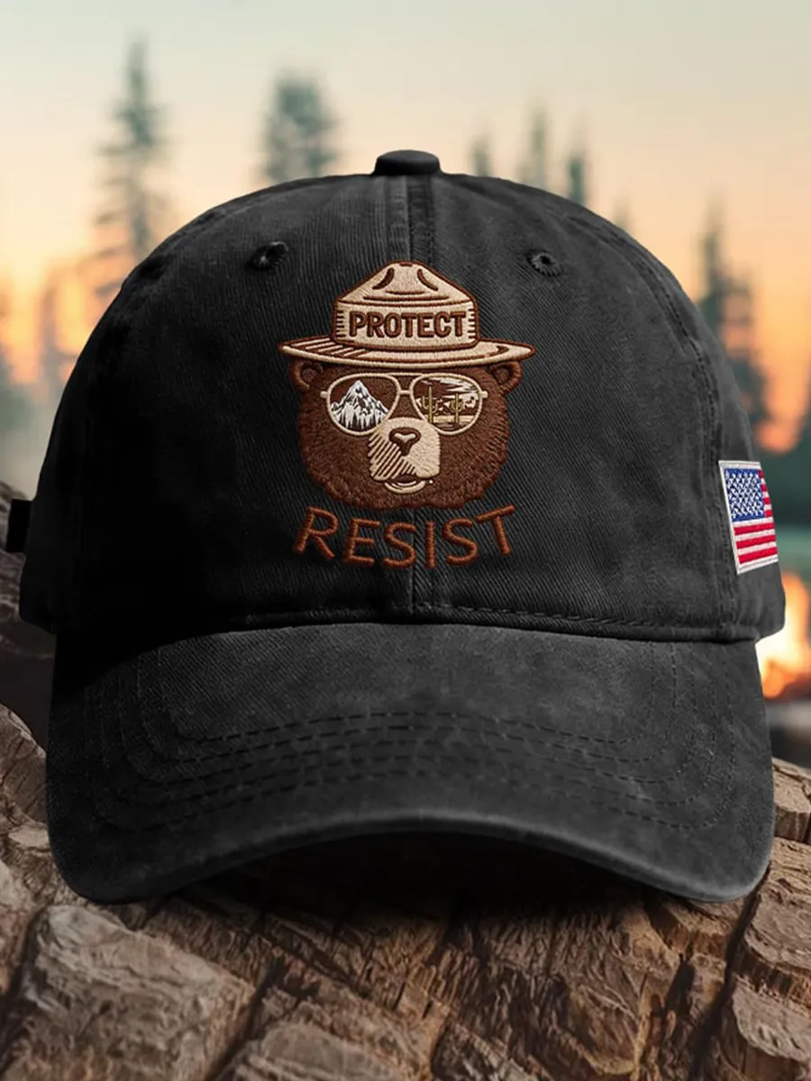 Retro Protect And Resist Print Baseball Cap