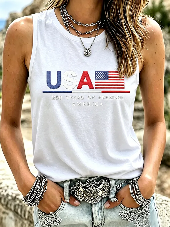 250Th Anniversary Embroidered Tank Top Round Neck Tank Top In The United States