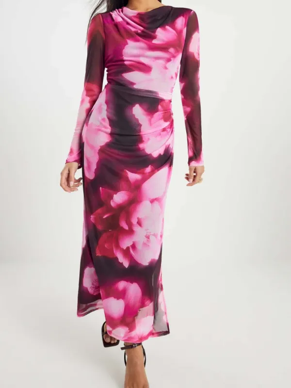 Front Ruched Long Sleeve Dress
