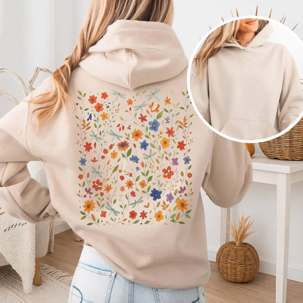 Dragonfly Meadow Hoodie – Whimsical Floral Tee