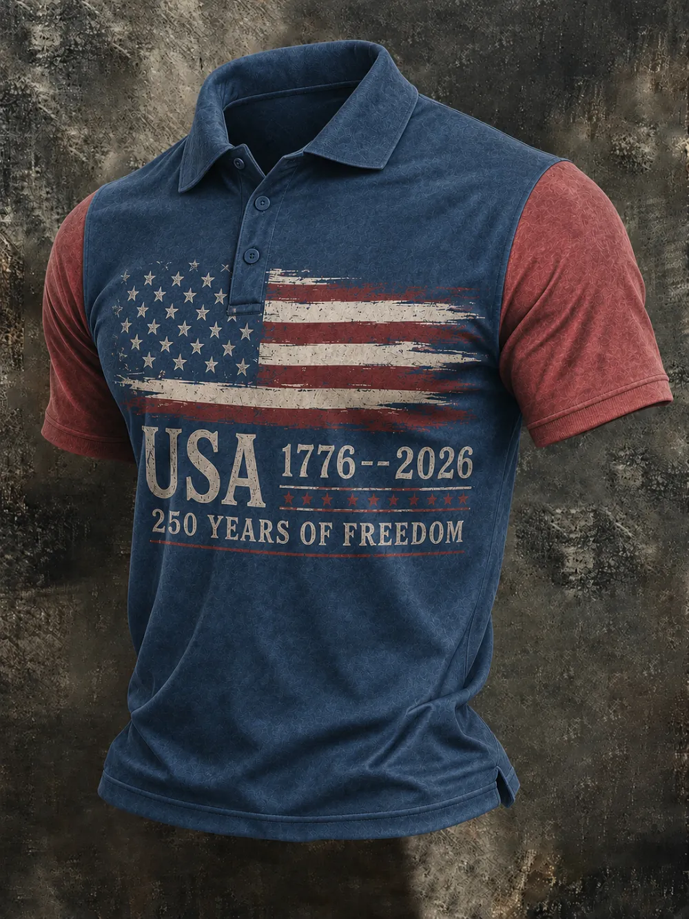 Men'S Retro American Patriots Independence Day 250Th Anniversary Commemorative Lapel Short Sleeved Shirt