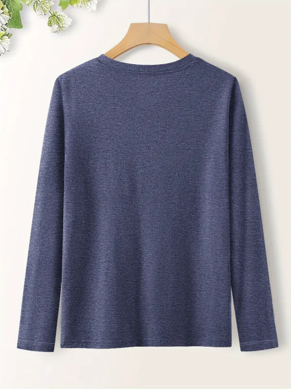 Elegant Long-Sleeve Floral Branch Print Long Sleeve T-shirt