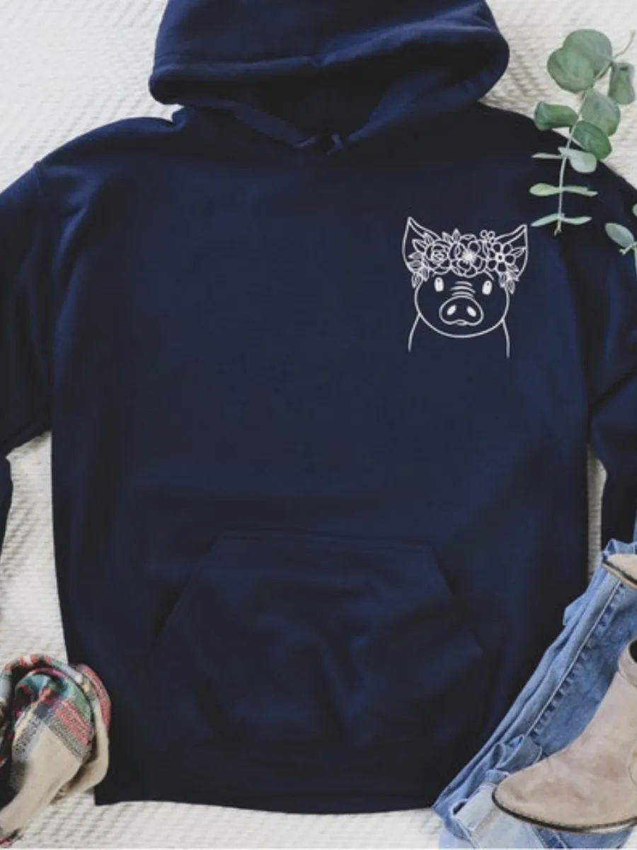 Floral Pig Head Hoodie
