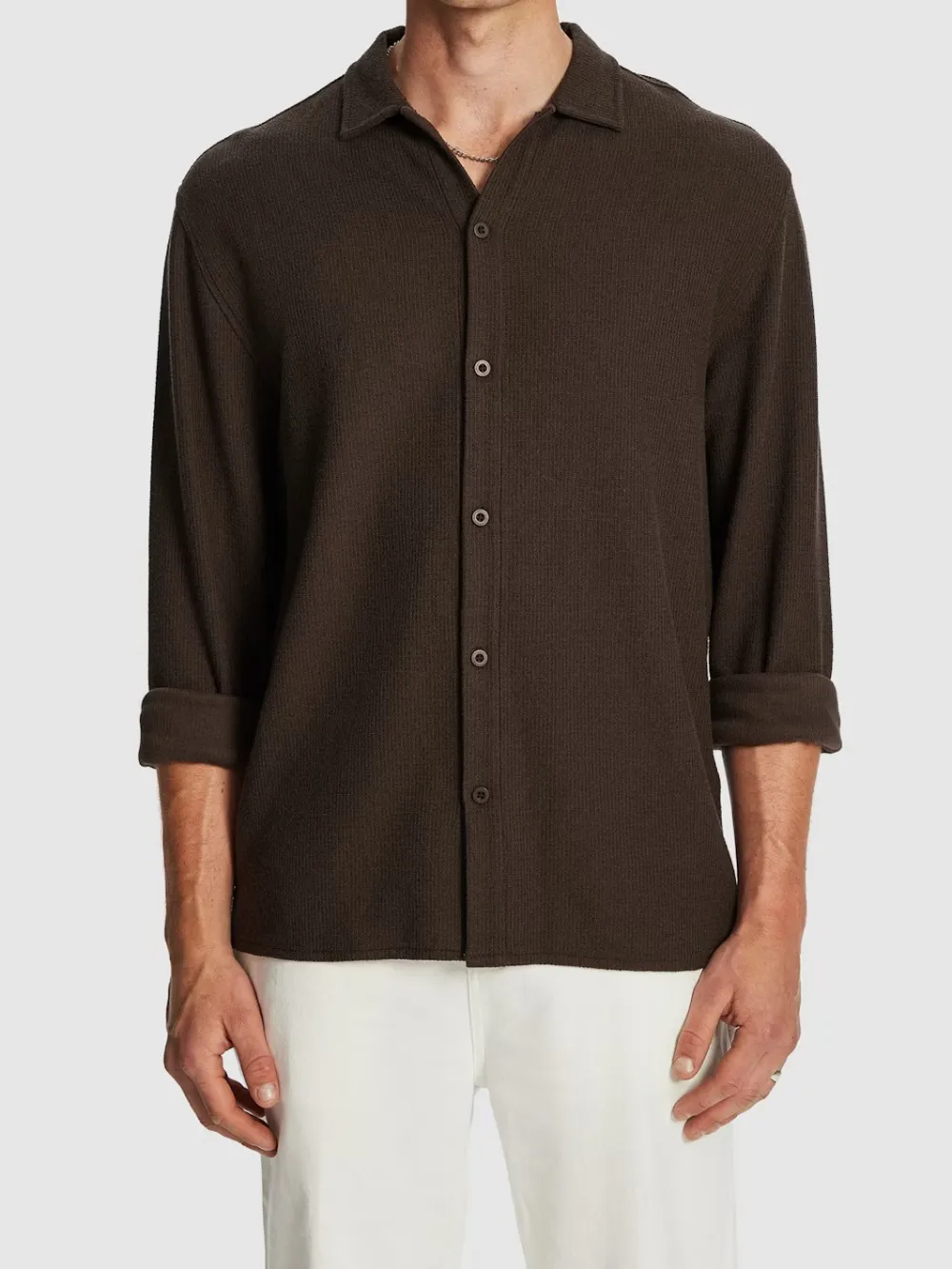 Chocolate Long Sleeve Cotton Shirt