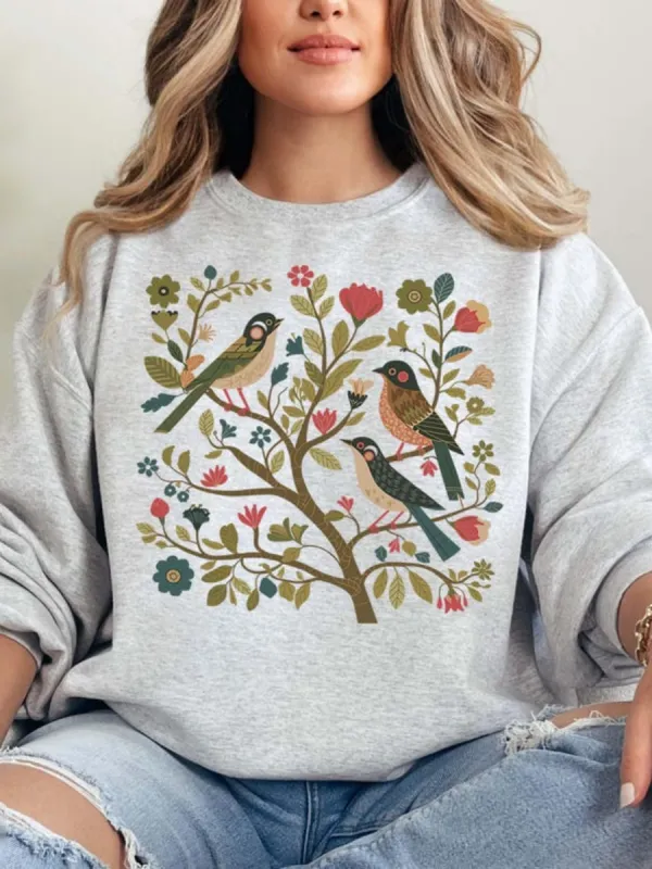 Floral and Bird Sweatshirt