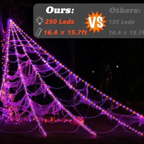 Glowing Spider Web LED Lights Halloween Aesthetic Spooky Lights For Outdoor Lawn Porch Garden