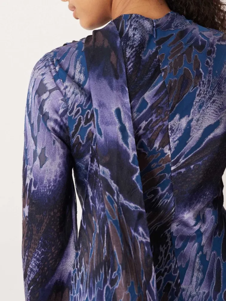 Abstract Print Mock Neck Dress