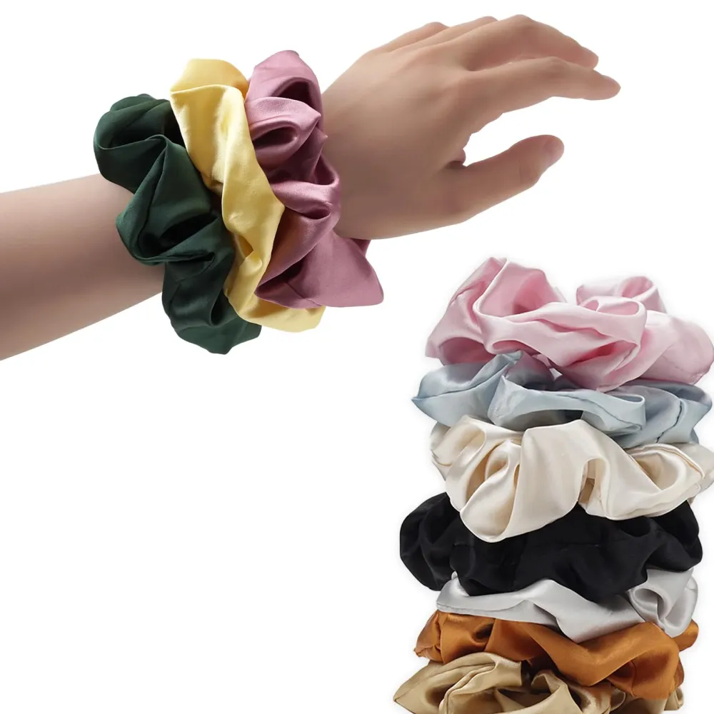 A Set Of Ten Colored Satin Hair Ties