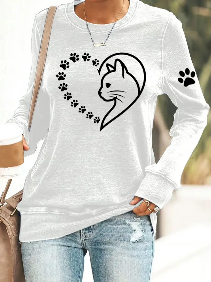 Women's Heart Paw Print Sweatshirt