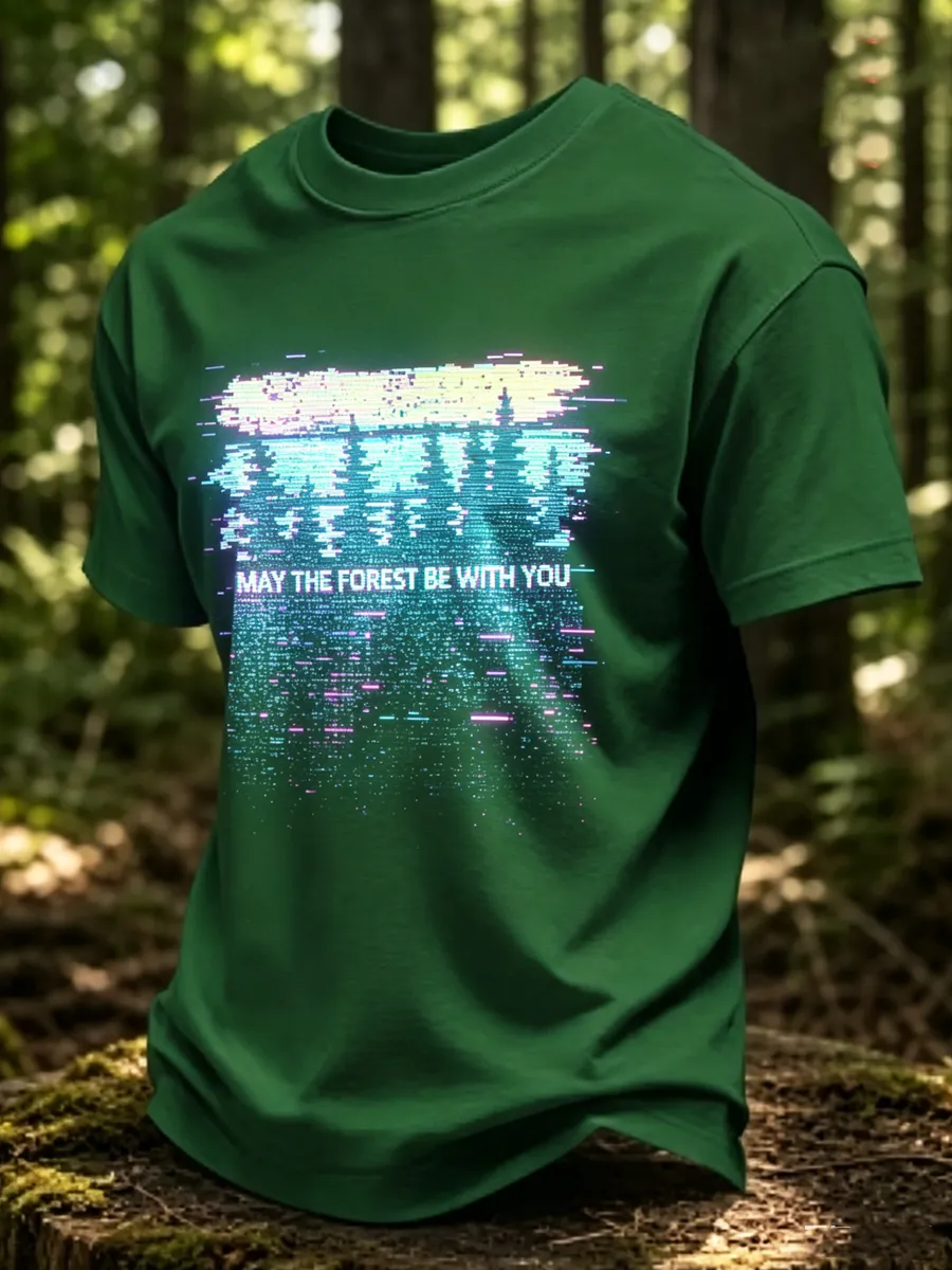 Men's May The Forest Be With You Printed Casual T-Shirt