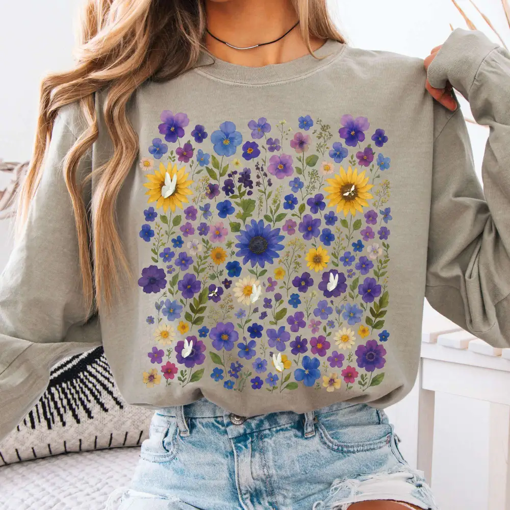 Sunflower Wildflowers Long Sleeve Shirt