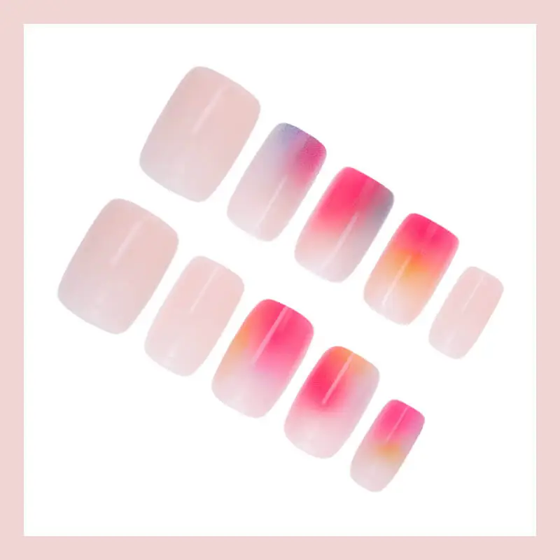 Nailhour 30Pcs Autumn Gradient Short Square Press On Nails