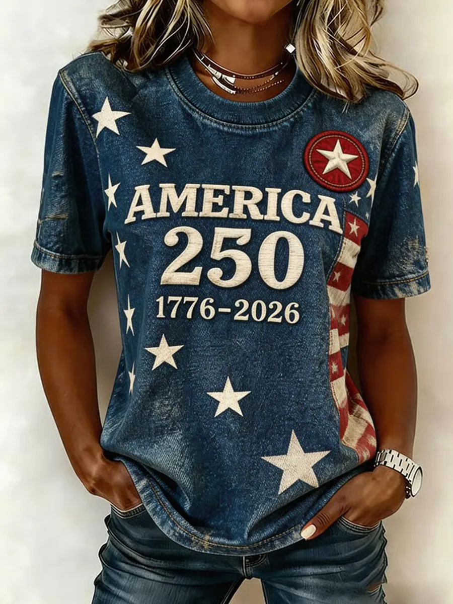Women'S Patriotic 250 Commemorative Pattern T-Shirt
