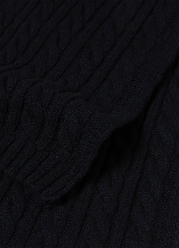 Black Cable Knit Warm Scarf