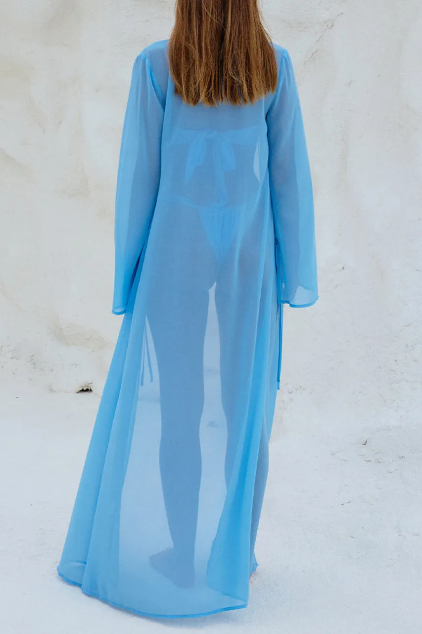 Flowing Sleeves Cover Up Blue