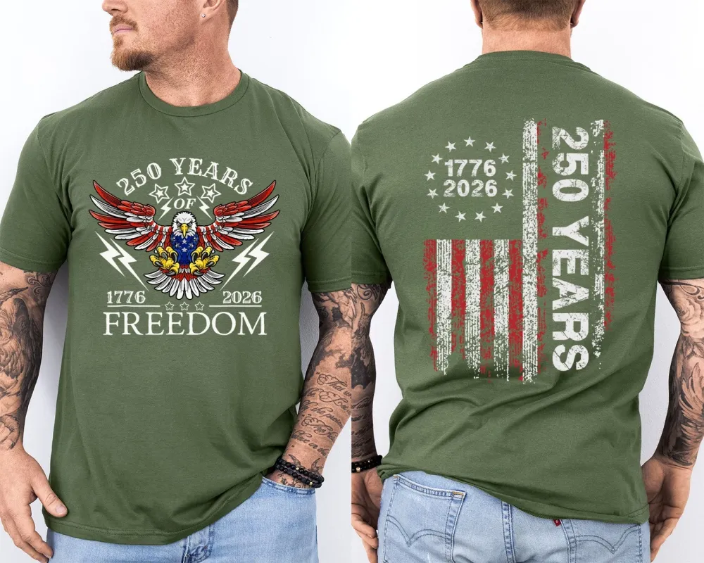 Men'S Casual American 1776-2026 Anniversary Printed Short Sleeved T-Shirt