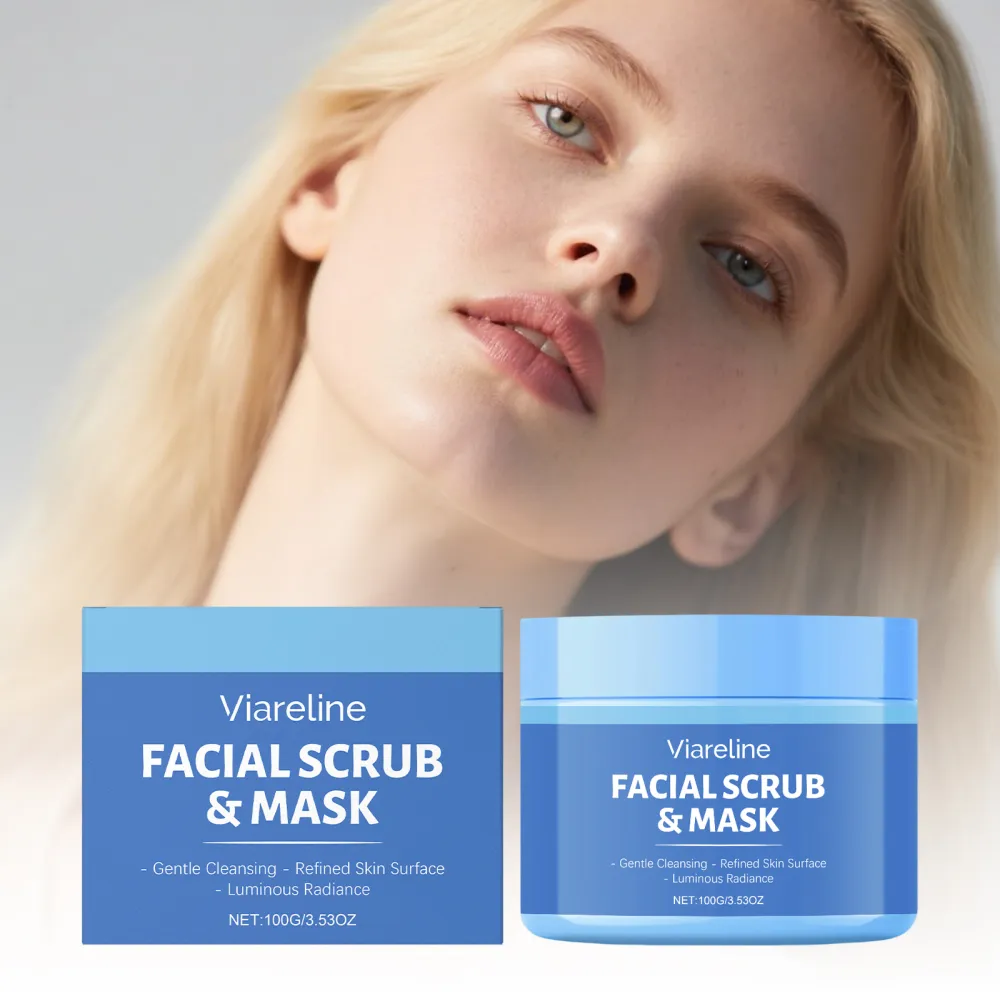 Facial scrub cleanses keratin, oil, dirt, and leaves skin smooth and radiant