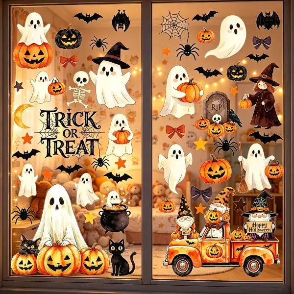 12Pcs Halloween Pumpkin Ghost Static Window Sticker Party Decoration（20 * 30CM）