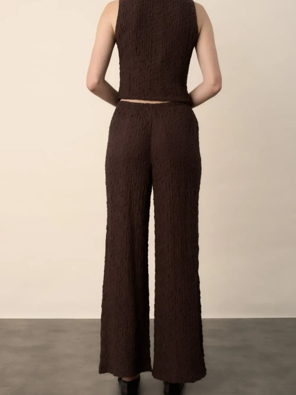 High Waist Textured Pants