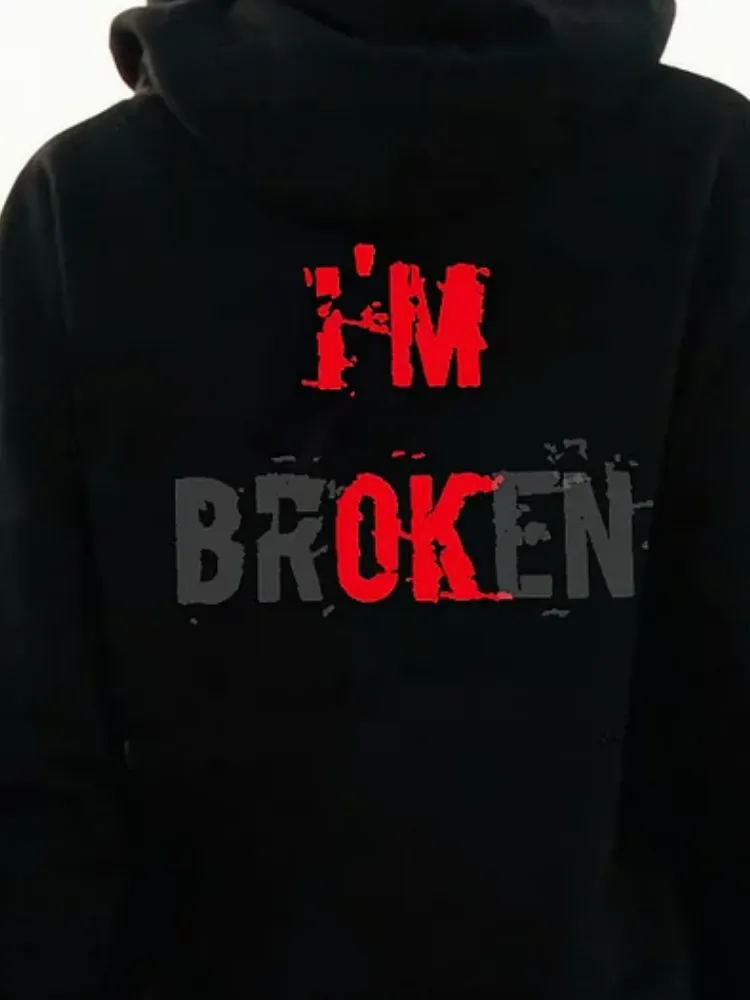 Back Text Dropped Shoulder Hoodie