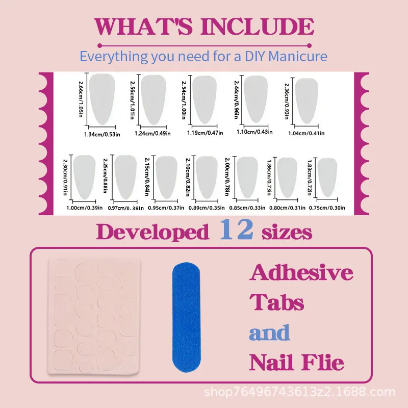 Nailhour Cute Fruits 3D Green 30Pcs Almond Press On Nails