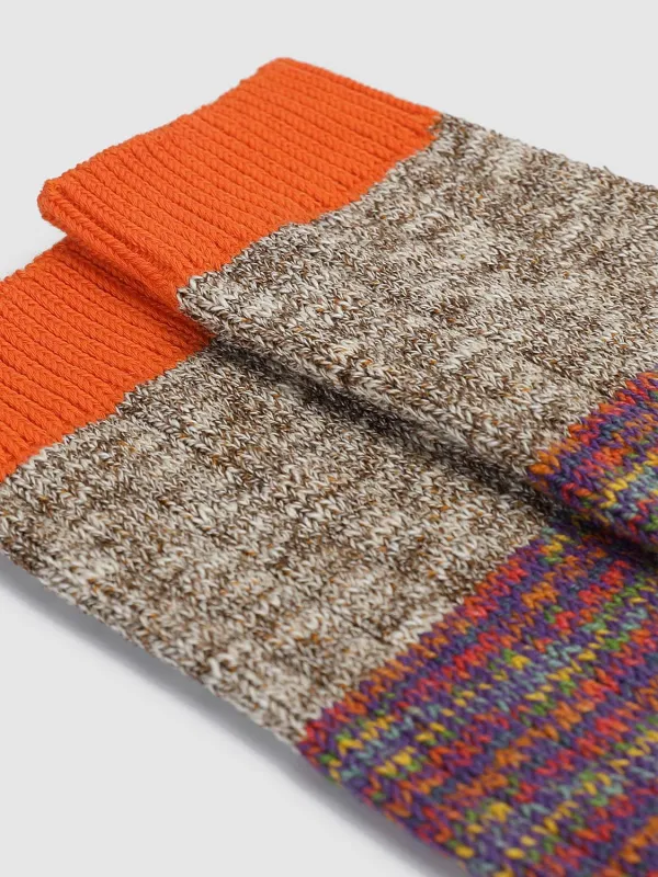 Heathered Stripe Knit Crew Socks