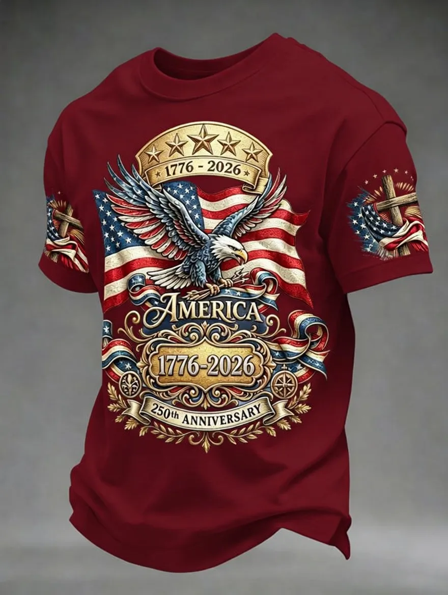 250Th American Independence Day Style T-Shirt For Men'S Wear