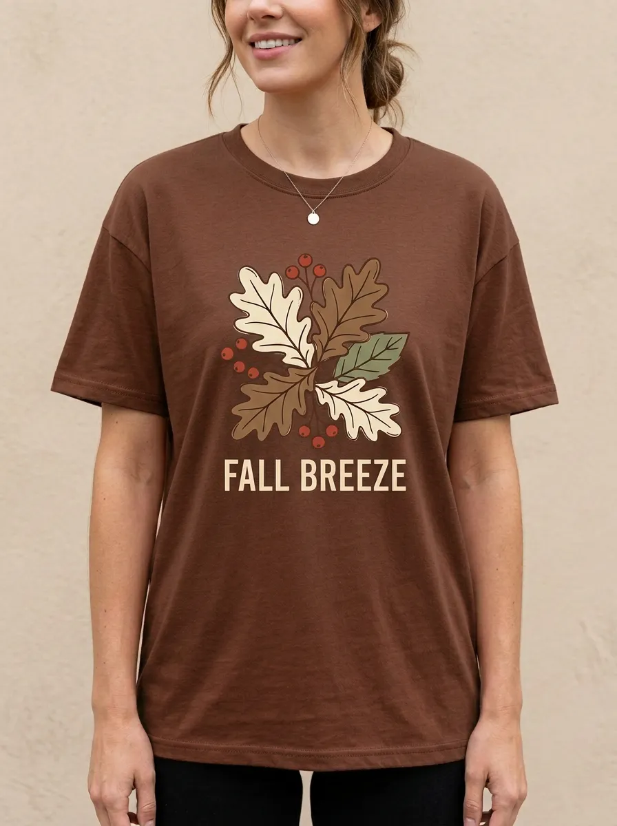 Leaves Berries Printed Women's Graphic T-Shirt