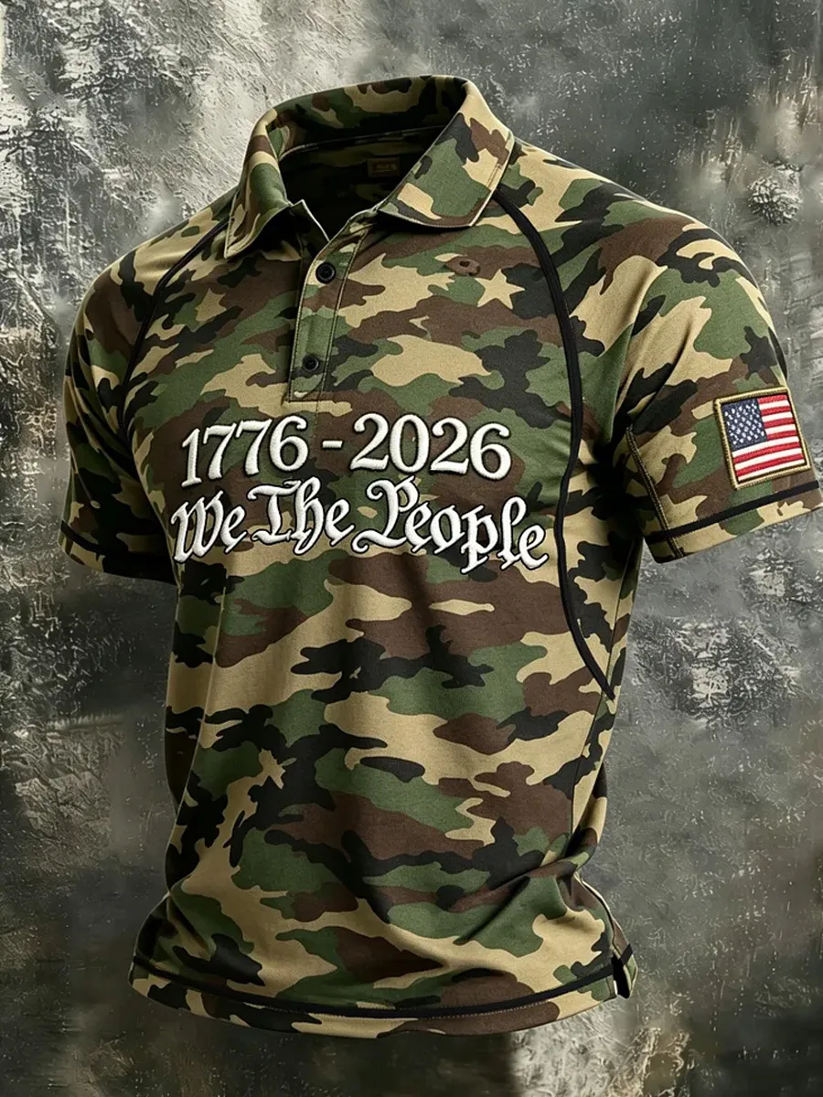 Men's Retro 250th Anniversary American Short-Sleeve Polo Shirt