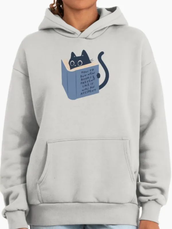 Cat Reading Graphic Hoodie