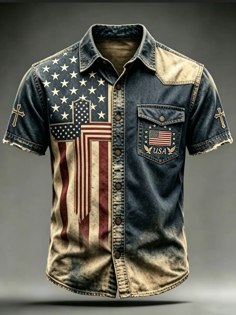 Men'S 250Th Anniversary National Faith Print  Shirt