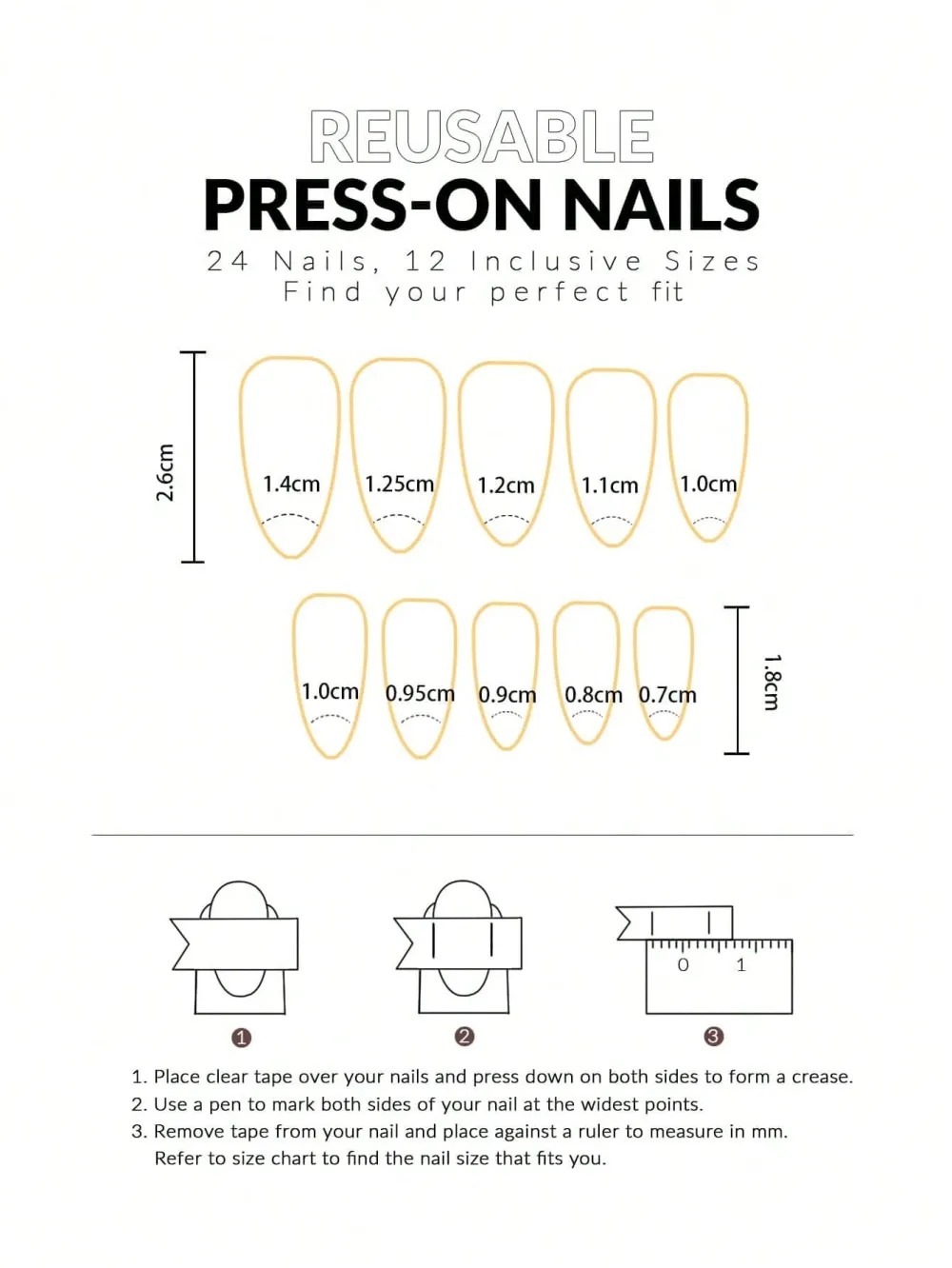 Nailhour 24pcs Nude 3D Gold Foil Wave Decor Press-On Nails