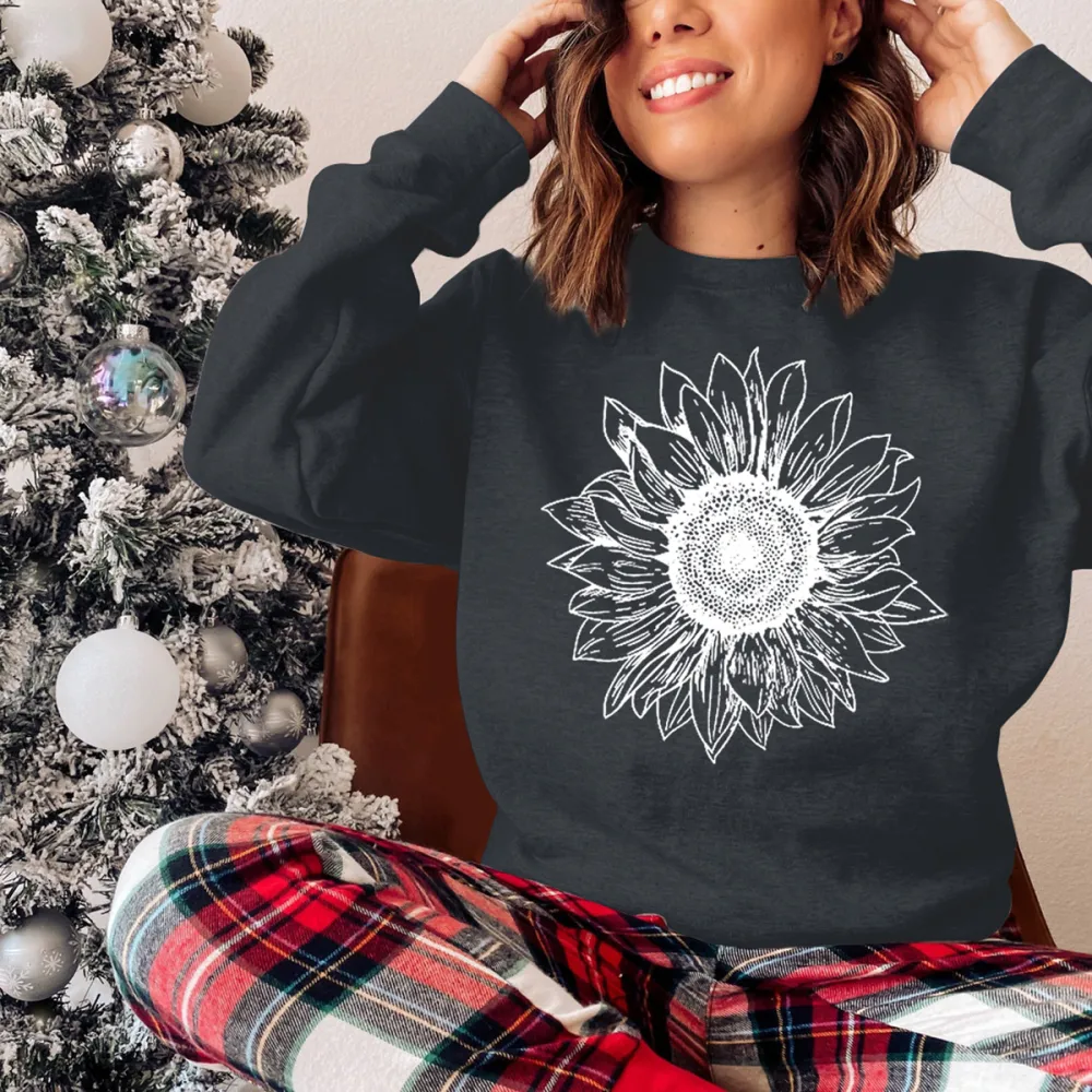 Sunflower Patterned Casual Sweatshirts